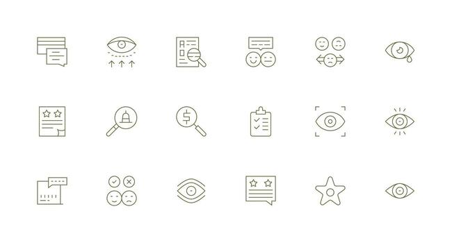 18 Minimal Line Icons for Review Graphics Essential Icon Set for Teams vector