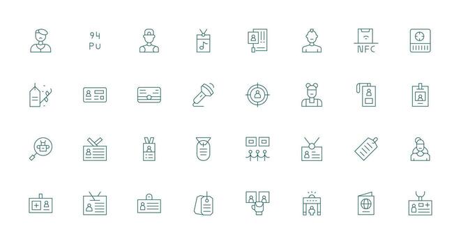 32 Icons for Identification in Thin Line Format Multi-Style Icons for Creative Projects vector