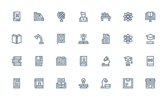 Study Design Icons featuring 28 in Bold Line Style Pixel Perfect Icon Set vector