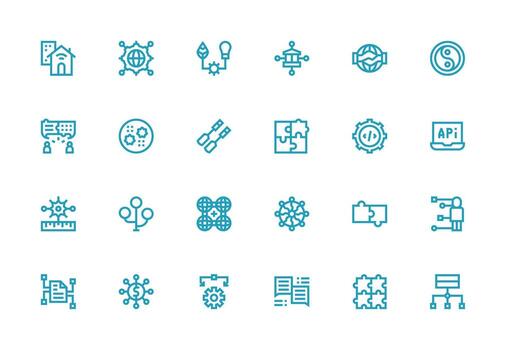 24 Thick Line Line Icons for Integration Graphics UI-Ready Icon Collection vector