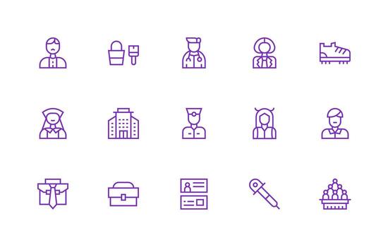 Professional featuring 15 Icons in Regular Line Design Complete Icon Bundle for Web Design vector