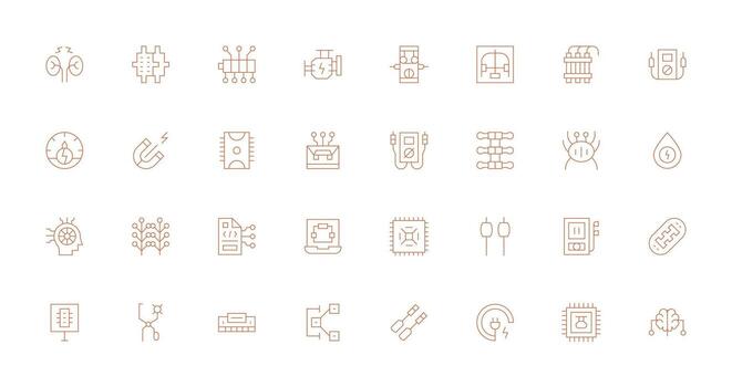 32 Icons for Circuit in Thin Line Format Multi-Purpose Icon Pack for Templates vector