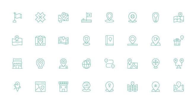 sitio conjunto con 32 Delgado línea íconos equilibrado icono conjunto para funcional diseño vector