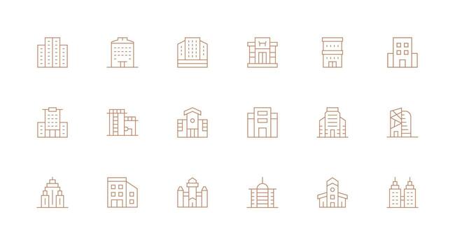 18 Minimal Line Designs for Skyscraper Icons Complete Icon Bundle for Web Design vector
