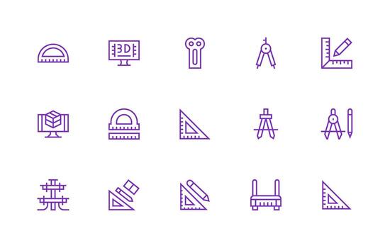 Regular Line Icons from Cad Set with 15 Vectors Clean Icon Set Icon Pack for UI Projects