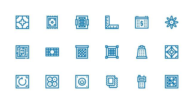 Square featuring 18 Icons in Strong Stroke Line Design Layout Icon Collection vector
