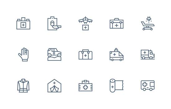 15 First Responder Icons in Regular Line Aesthetic Flexible Icon System for Web Interfaces vector