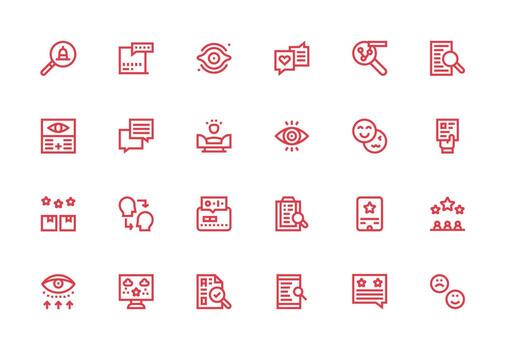 revisión diseño íconos presentando 24 en grueso línea línea estilo completamente editable icono conjunto para web vector