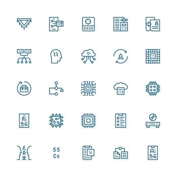 25 medio carrera contorno estilo íconos desde datos Procesando colección básico icono serie vector