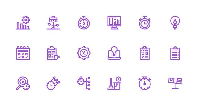 Productivity featuring 18 Icons in Strong Stroke Line Design Minimal Icon Set for Interface Projects vector