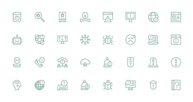Issue including 32 Thin Line Illustrations Essential Icons for Rapid UI Building vector
