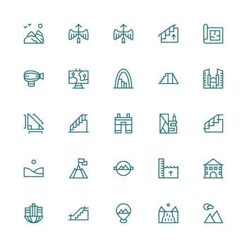 25 Icons for Elevation in Medium Stroke Outline Format Clean Icon Set Icon Pack for UI Projects vector