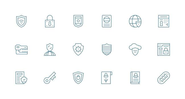 18 Minimal Line Designs for Encryption Icons Simple Icon Pack vector