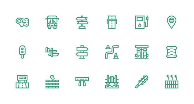 Highway Icon Collection with 18 Strong Stroke Line Designs Multi-Style Icons for Creative Projects vector