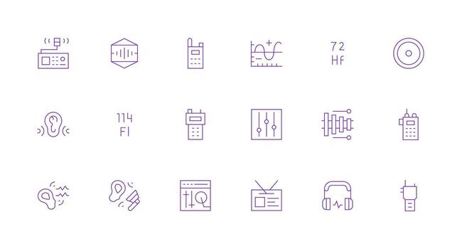 frecuencia visual paquete conteniendo 18 mínimo línea íconos sensible icono conjunto para flexible diseños vector