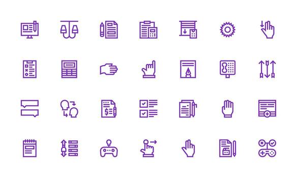 28 íconos para entrada en negrita línea formato web icono colección vector