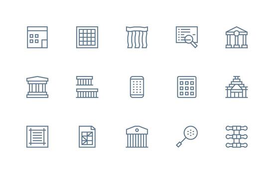 Columns Set with 15 Regular Line Icons Detailed Icon Collection for Design Systems vector