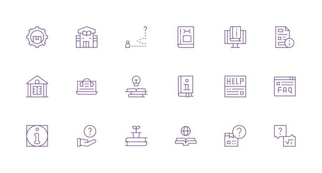 18 mínimo línea vectores para conocimiento base tema básico icono serie