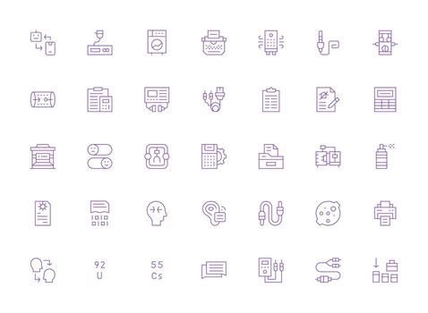 35 ligero línea íconos para salida gráficos limpiar icono colección para web utilizar vector