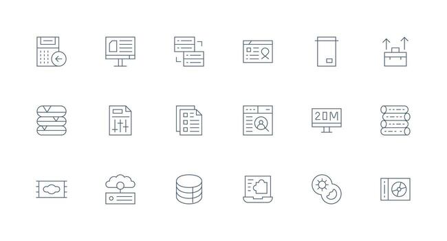 18 Icons for Data Management in Minimal Line Format Editable Icon Collection vector