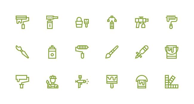 Paint Set with 18 Strong Stroke Line Icons Web and App Icon Pack Collection vector