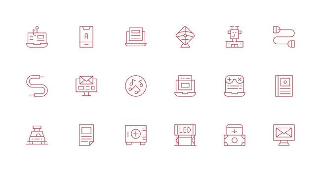 Minimal Line Icons from Electronic Set with 18 Vectors Theme-Based Icon Pack