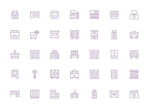 35 Light Line Icons for Cabinet Graphics Sharp Icons for Presentations vector