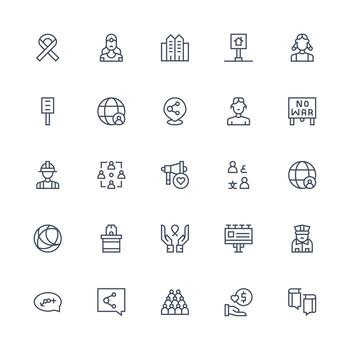 comunidad visual paquete conteniendo 25 medio carrera contorno íconos agudo íconos para presentaciones vector