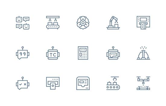 15 Regular Line Style Icons from Automated Collection Organized Glyph Icons for Fast Design vector