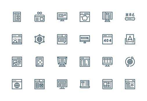 24 grueso línea línea estilo íconos desde página web colección de múltiples fines icono conjunto vector