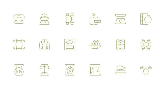 Weight Icon Collection with 18 Minimal Line Designs UI and UX Focused Icon Collection vector