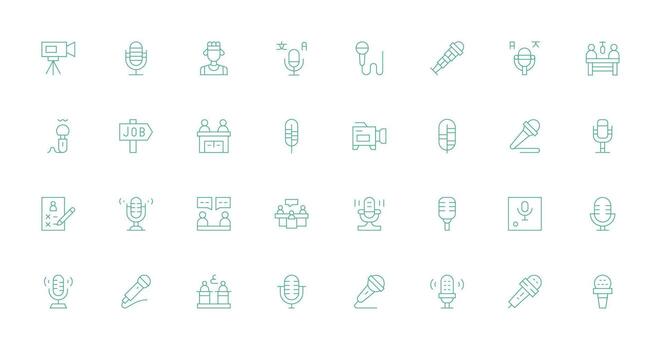 32 Thin Line Style Icons from Interview Collection High-Resolution Icons for Any Platform vector