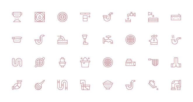 Drain featuring 32 Icons in Thin Line Design Clean Icon Set Icon Pack for UI Projects vector