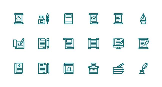 Manuscript Set with 18 Strong Stroke Line Icons Dashboard Icon Series vector