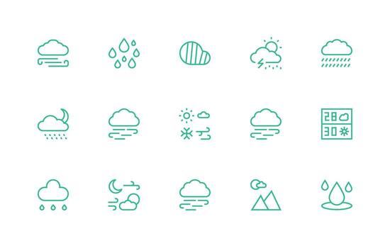 Cloudy Visual Pack containing 15 Regular Line Icons Interface Icons for Daily Use vector