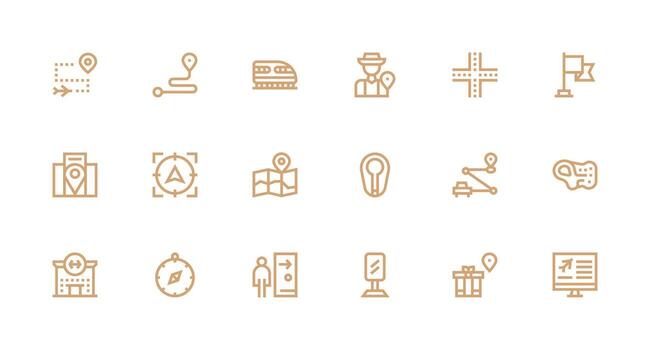 ruta icono conjunto con 18 fuerte carrera línea gráficos limpiar icono colección para web utilizar vector