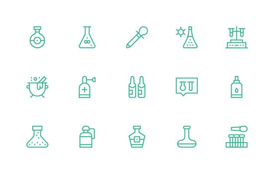 15 Icons for Flask in Regular Line Format Standard Icon Pack vector