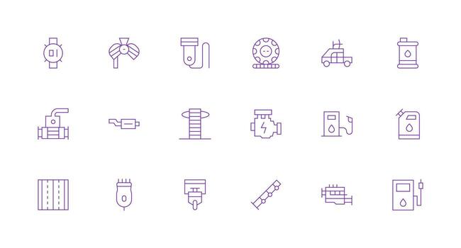 Minimal Line Icons from Motor Set with 18 Vectors Flat Icon Set