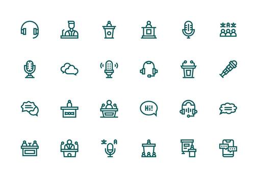 Talk featuring 24 Icons in Thick Line Line Design Design Ready Icon Set for Teams vector