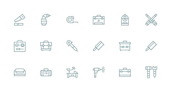 18 Minimal Line Icons for Carpentry Graphics Design Ready Icon Set for Teams vector