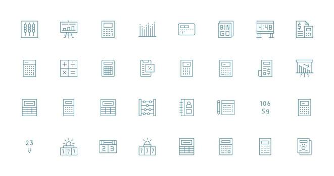 32 Thin Line Vectors for Numbers Theme Fully Editable Icon Set for Web