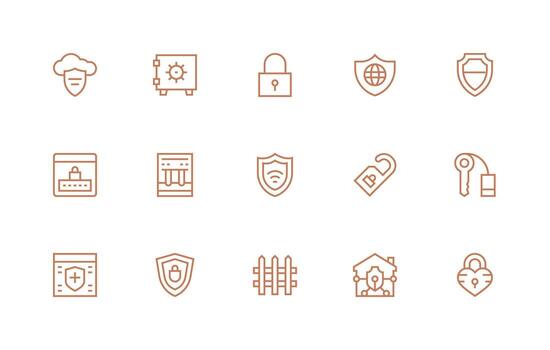 15 Regular Line Style Icons from Privacy Collection General Use Icon Pack vector