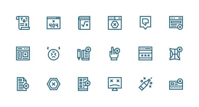 Incorrect Icon Collection with 18 Strong Stroke Line Designs Well-Structured Icons for Creative Use vector