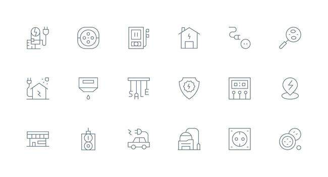18 Icons for Outlet in Minimal Line Format Basic Icon Series vector