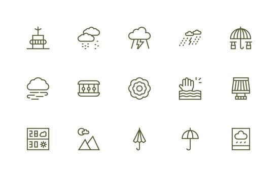 regular línea íconos desde lluvia conjunto con 15 vectores píxel Perfecto íconos para moderno aplicaciones