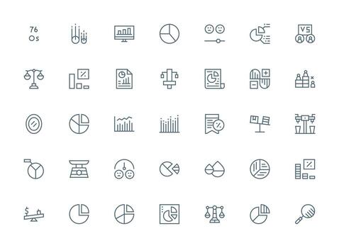 35 Regular Clean Line Designs for Comparison Icons Essential Icons for Rapid UI Building vector