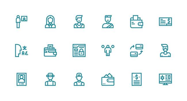 Account Set with 18 Strong Stroke Line Icons Fully Editable Icon Set for Web vector