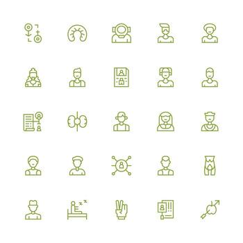 medio carrera contorno estilo humano íconos con 25 vectores limpiar icono colección para web utilizar