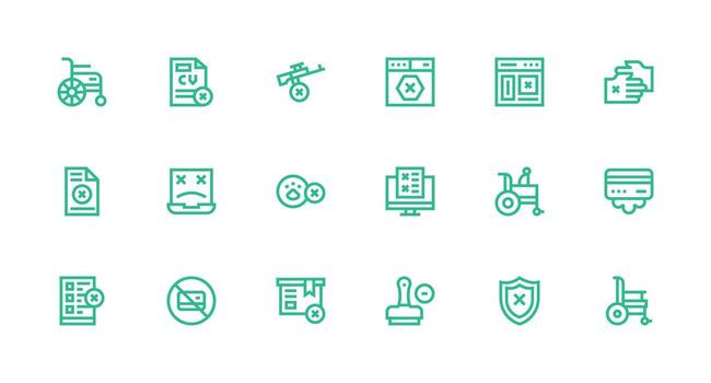 18 Invalid Icons in Strong Stroke Line Aesthetic Simple Icons for Interface and Wireframes vector