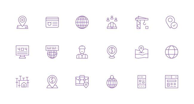 mínimo línea íconos desde sitio conjunto con 18 vectores digital producto íconos para rápido entrega